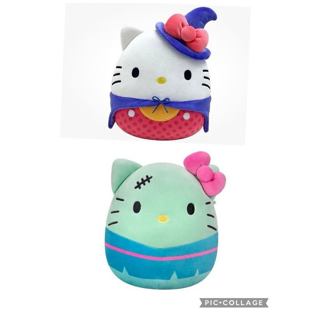 HELLO KITTY Squishmallows 8" Halloween Hello Kitty Witch & Frankenstein. New